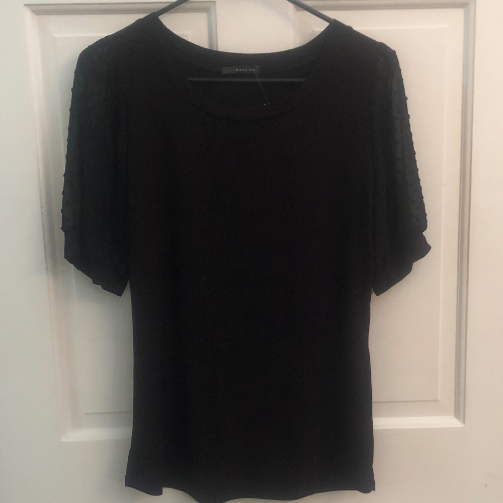 West Kai black Kennedy Puff sleeve knot top NWT Medium